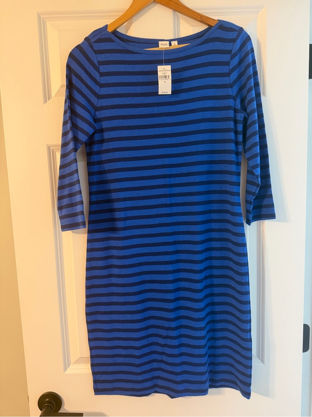 GAP Blue and Navy Striped Long Sleeve Dress